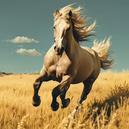 a horse in a large field with grass