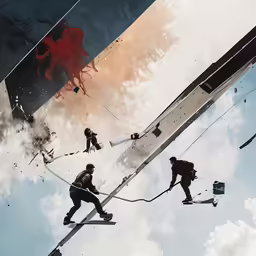 some people on skis jump off one jump