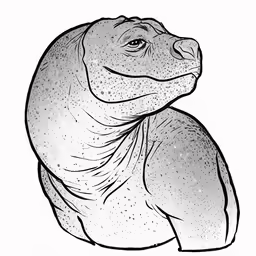 a drawing of an adult turtle with splottered fur