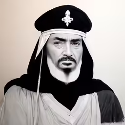 a man with a black beret on his head and a white hair