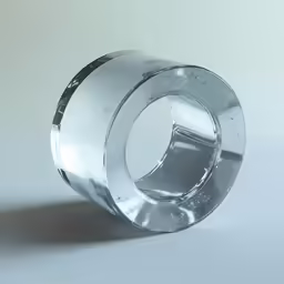 a clear glass ring sitting on top of a table