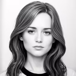 a black and white drawing of a woman