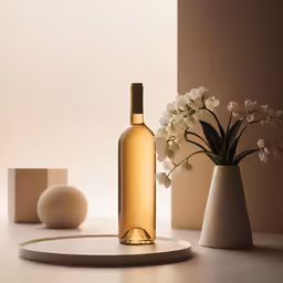 a vase and some flowers are on the counter