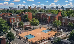 the view of a baseball field from above