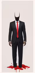 the image is of a man with a demon mask on his head and a blood spatula in front of his face