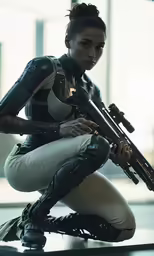 an image of a woman with some rifle