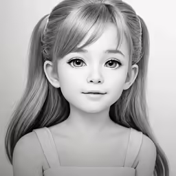 a young girl with long hair wearing a dress and looking at the camera