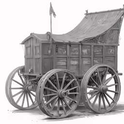 a black and white image of an old fashioned cart