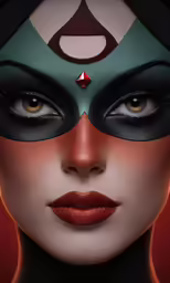 a woman with a futuristic look, makeup and eyeliner