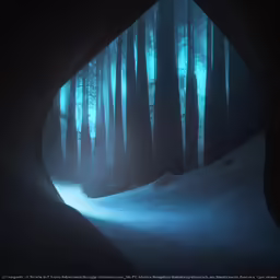 snow is covered in dark and foggy colors, as an area is lit by light