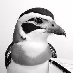 the bird has black and white feathers
