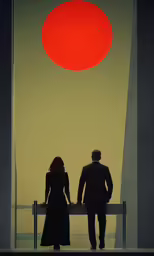 two people looking at the sky from a balcony
