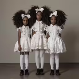 a group of three girls standing next to each other