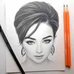 a drawing of a beautiful woman in the photo