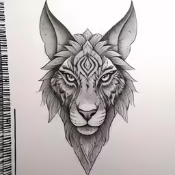 a wolf head tattoo design on a white paper
