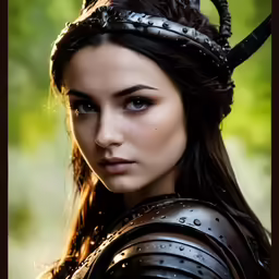 the young woman is dressed as a princess in her armor