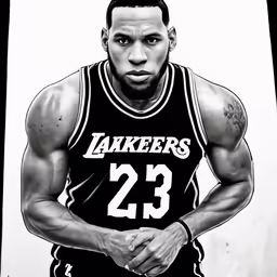 a black and white image of a basketball player
