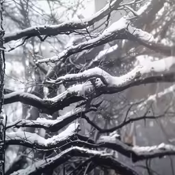 snow covered trees are seen in this snowy landscape