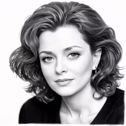 a woman with curly hair wearing a black top