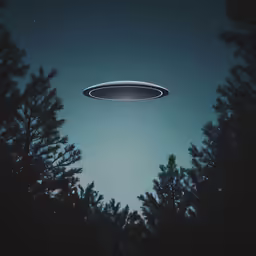 a distant flying object with its reflection in the sky