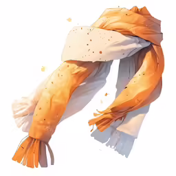 an orange and white scarf with spots on it