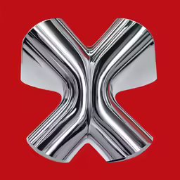 an x sign in the center of a red background
