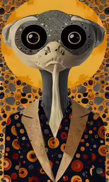 a drawing of a man with an odd alien face