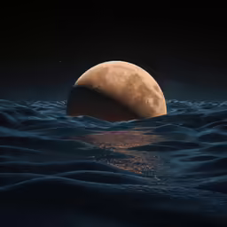 the moon rising over the ocean water