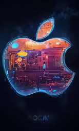an apple logo made up of various images