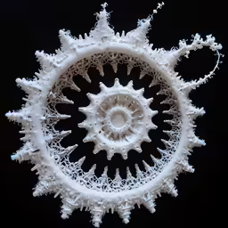 an intricately designed, white piece is shown