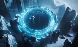 a man standing in the doorway to a portal