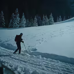 a man on skis moving through the snow