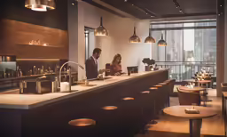 the couple has opened their glasses in front of the bar