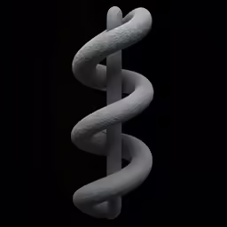 a twisted coil in the dark with black background