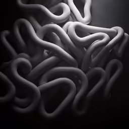 a number of white chains on top of each other
