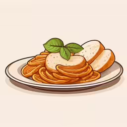 a plate full of pasta with basil on top