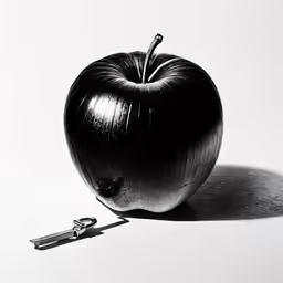 an apple sitting in the middle of a floor
