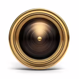 a golden lens on a white background