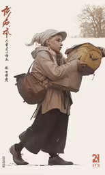 a man carries a lantern as he walks in the snow