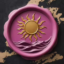 a purple object with sun painted on the surface