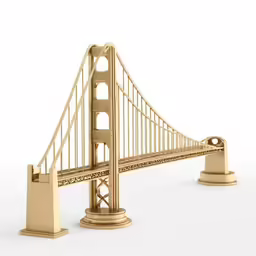 a golden chain bridge that has been cut in half
