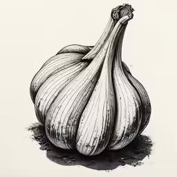 an onion drawn in graphite in a field
