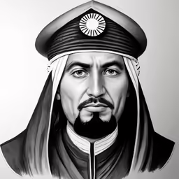 a drawing of a man with a sword