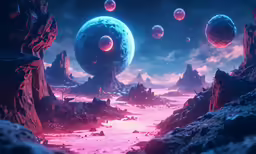 the planet in front of the rocks, rocks and sky