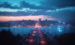 a city filled with lots of traffic at night