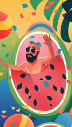 an image of man with sunglasses in watermelon pool