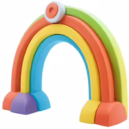 a toy rainbow with two colors and a white top