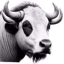 a large bull has a painted face on it