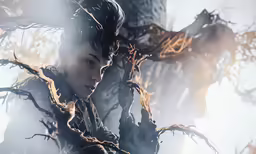 an artistic image of a girl in a fantasy setting