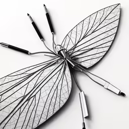 drawing tools arranged on top of a leaf